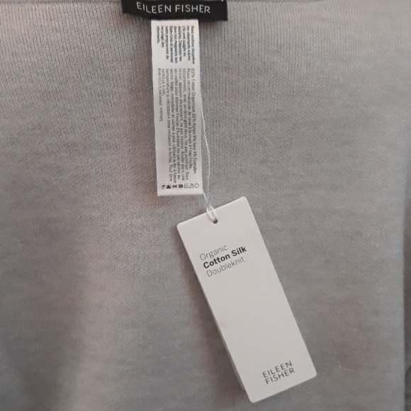 Eileen Fisher ORGANIC Cotton Silk Reversible Gray Striped Top Sweatshirt L $248 - Picture 8 of 10